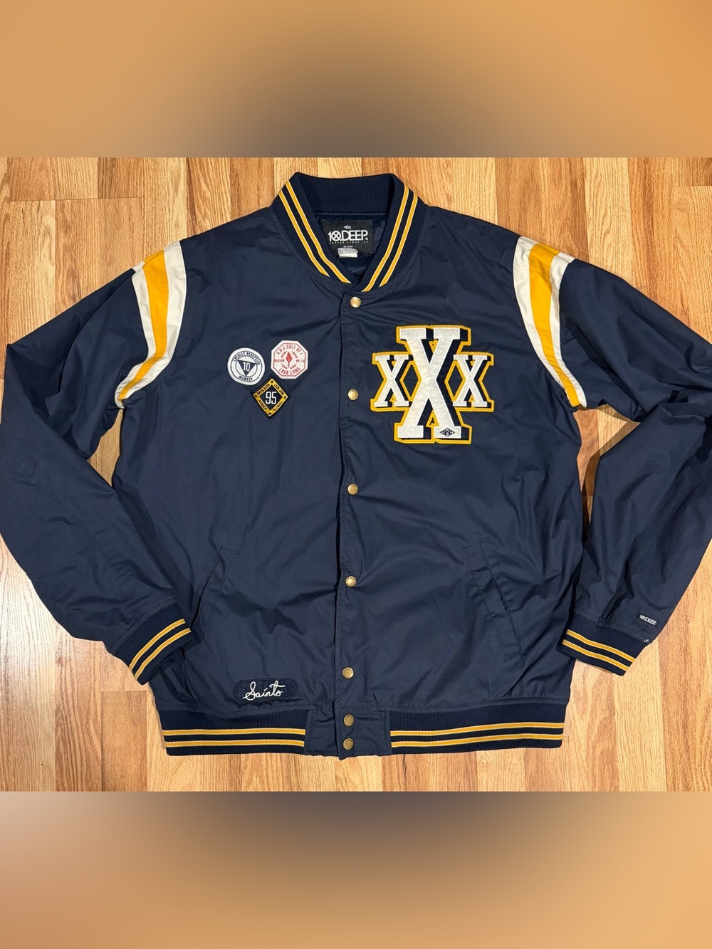 10 Deep Navy & Gold Varsity Jacket